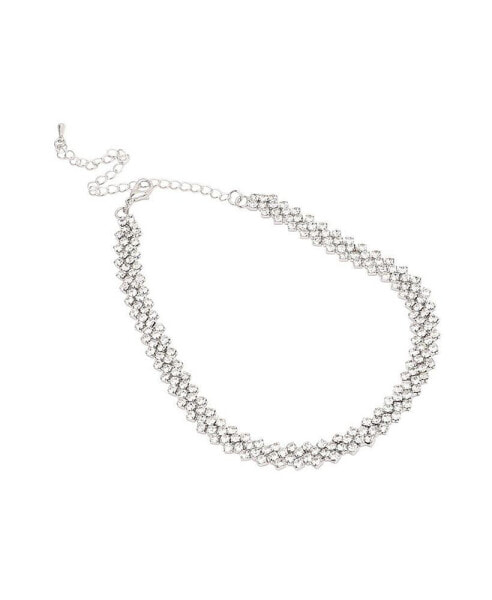 Women's Silver Embellished Cluster Necklace