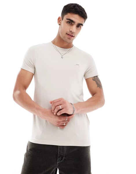 Calvin Klein stretch slim t-shirt in beige