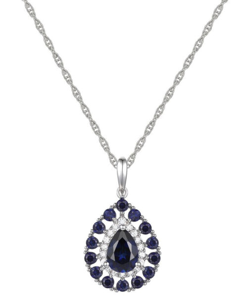 Sapphire (1-1/2 ct. t.w.) & Diamond (1/10 ct. t.w.) Teardrop 18" Pendant Necklace in 14k Gold (Also in Emerald and Ruby)