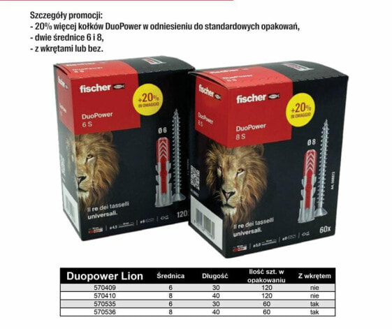 Элементы крепежа Fischer Dowel DuoPower 6x30 S 50 шт. + винт, +20% бесплатно