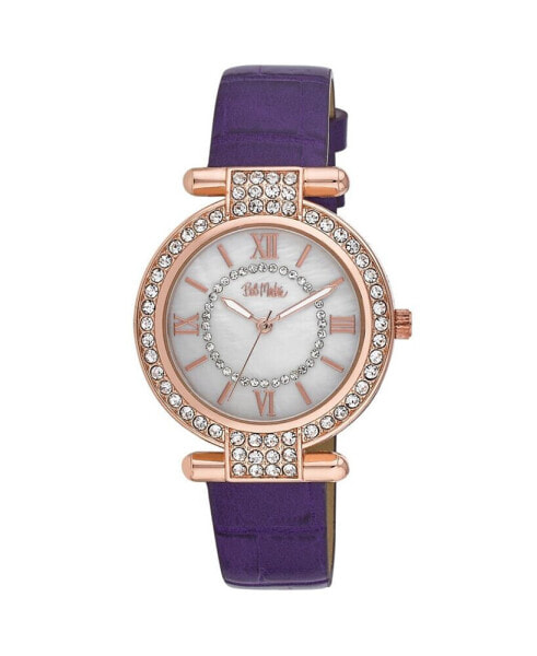 Women's Purple Polyurethane Strap Stone Encrusted T-Bar Watch, 35mm