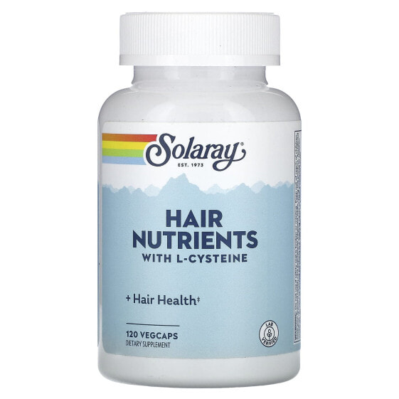 Solaray, Питательные вещества для волос с L-цистеином, 120 растительных капсул