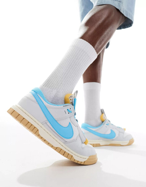 Nike Dunk Low jumbo trainers in white and blue