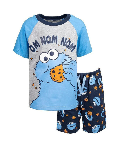 Toddler Boys Elmo Cookie Monster T-Shirt and Shorts Outfit Set to