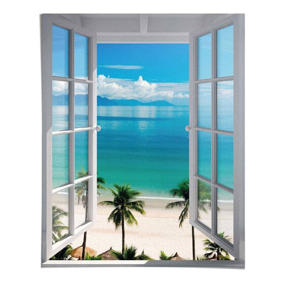 Poster Fenster zum Strand