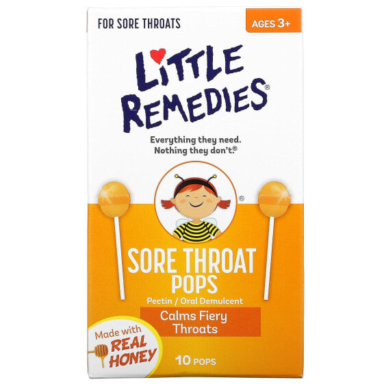 Sore Throat Pops, Made with Real Honey, Ages 3+, 10 Pops