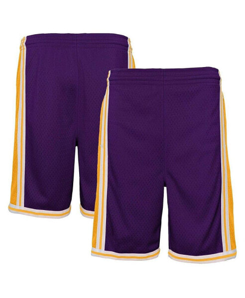Big Boys Purple Los Angeles Lakers Hardwood Classics Swingman Shorts