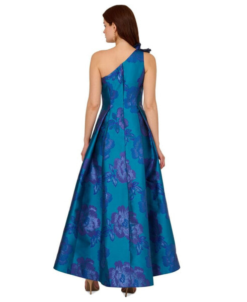 Women's One-Shoulder Jacquard High-Low Gown