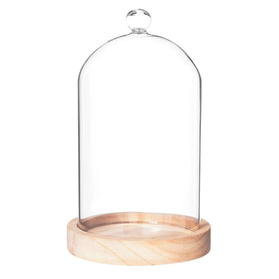 Glaskuppel mit Holzbasis, Ø 11 cm