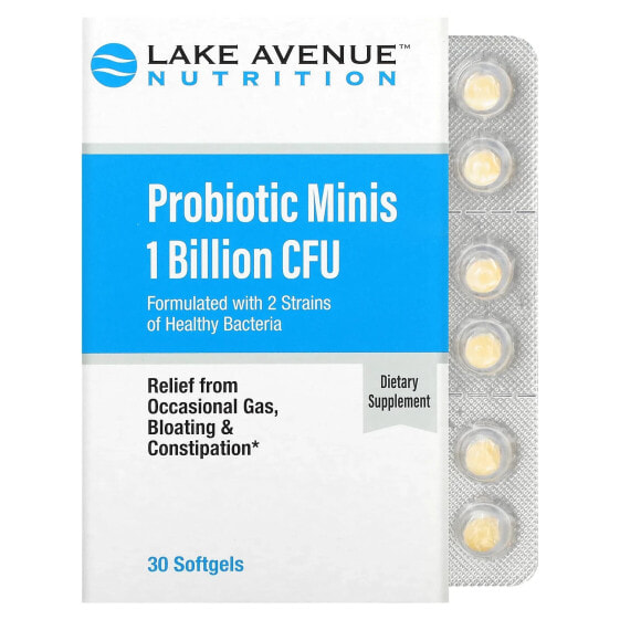 Пробиотики Lake Avenue Nutrition, 2 штамма, 1 миллиард CFU, 90 капсул (мягкие)