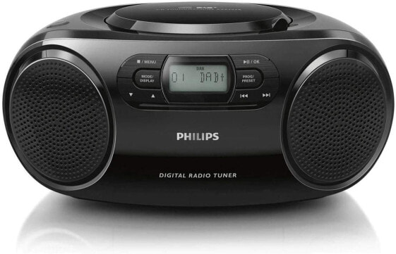 Philips AZB798T/12 CD Sound Machine, Portable CD Player (Radio DAB+/FM, Bluetooth, CD, MP3-CD, USB, Cassette, All-in-One Sound System) Black