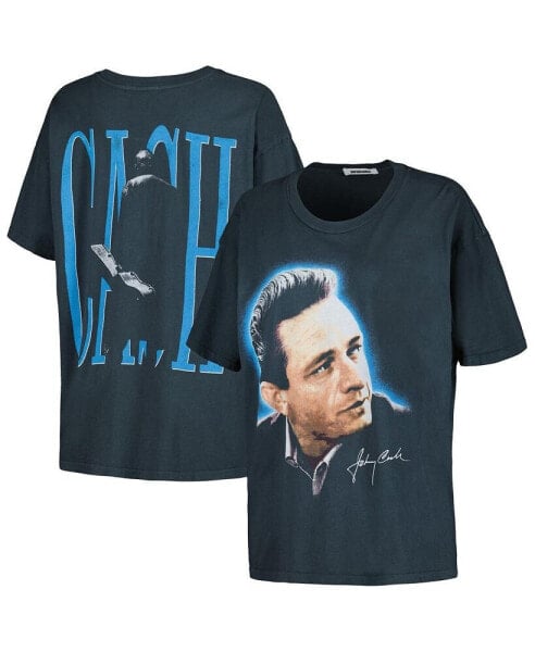 Women's Charcoal Johnny Cash Portrait Merch T-Shirt