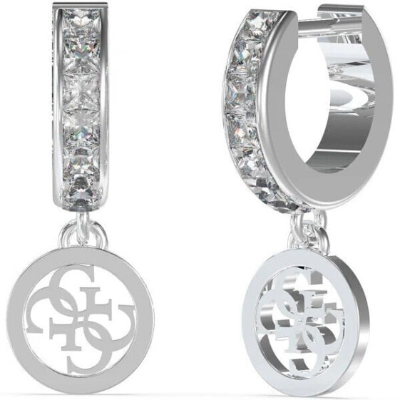 Stylish steel earrings with Huggie Me crystals JUBE03147JWRHT/U