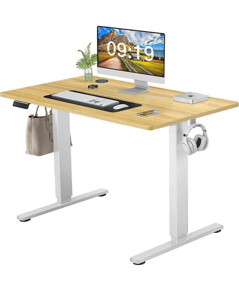 Electric Height Adjustable Standing Desk, Sit To Stand Ergonomic Computer Desk, Yellow, 40" X 24"