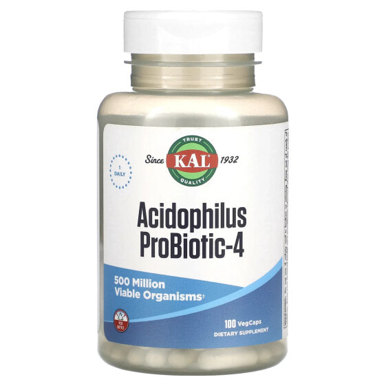 KAL, Ацидофильный пробиотик-4, 100 растительных капсул