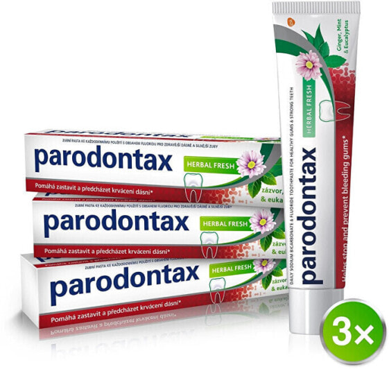 Zubní pasta proti krvácení dásní a paradontóze Herbal Fresh Tripack 3 x 75 ml