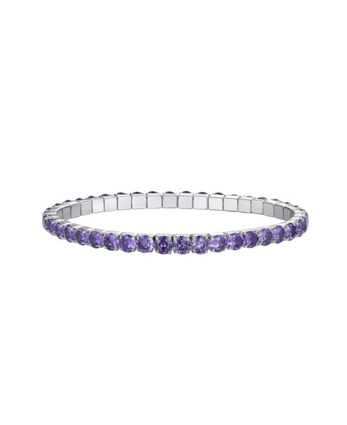 Simulated Amethyst February Birthstone Tennis Stretch Bracelet