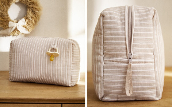 Striped toiletry bag