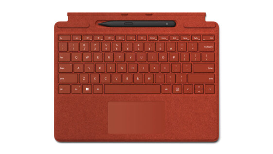 Microsoft Surface Typecover Alcantara with pen storage/ With pen Poppy Red Pro 8 & X & 9 - QWERTY - English - Touchpad - Microsoft - Surface Pro 8 Surface Pro X - Red
