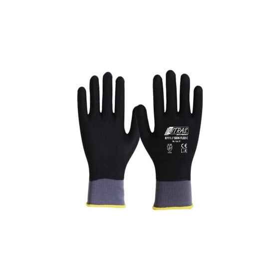 Nitras Handschuhe SKIN FLEX C Größe 8 grau/schwarz EN 388 PSA-Kategorie II , VE: 12 Paar