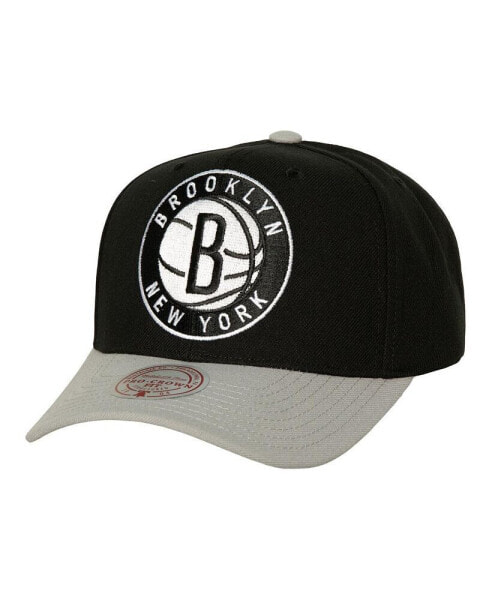 Men's Black, Gray Brooklyn Nets Soul XL Logo Pro Crown Snapback Hat