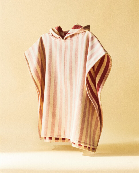 Children's striped beach poncho