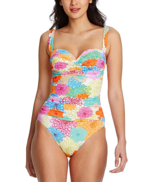 Bleu Rod Beattie Fresh Picks Shirred Underwire One-Piece Swimsuit, 6, Multi