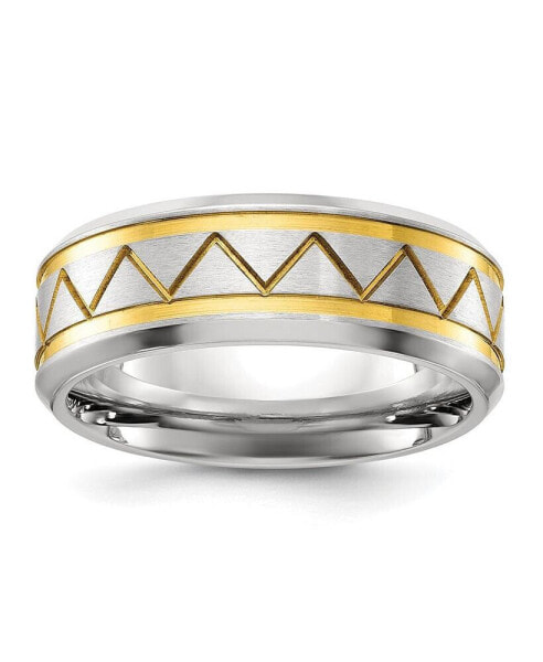 Stainless Steel Brushed Polished Yellow IP-plated Band Ring
