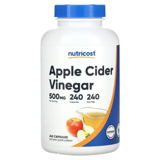 Витамины для похудения Nutricost Яблочный уксус, 500 мг, 240 капсул