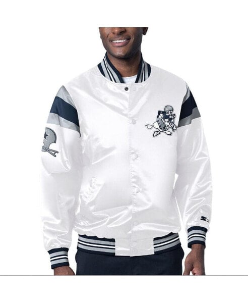 Men's White Dallas Cowboys Satin Varsity Full-Snap Jacket