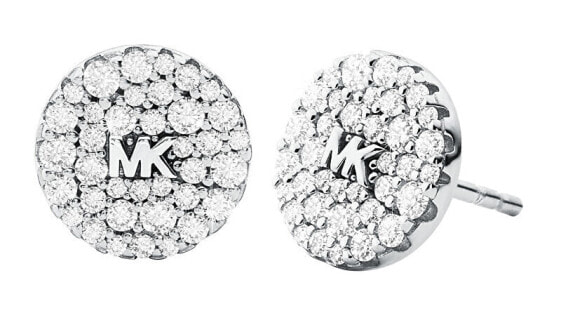 Silver stud earrings with zircons MKC1496AN040