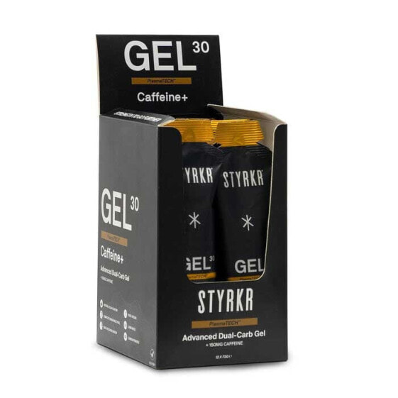 STYRKR GEL30 Caffeine+ Dual-Carb 72g 12 Units Energy Gels Box