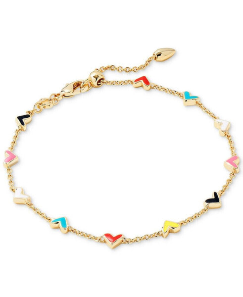 14k Gold-Plated Color Heart Adjustable Link Bracelet