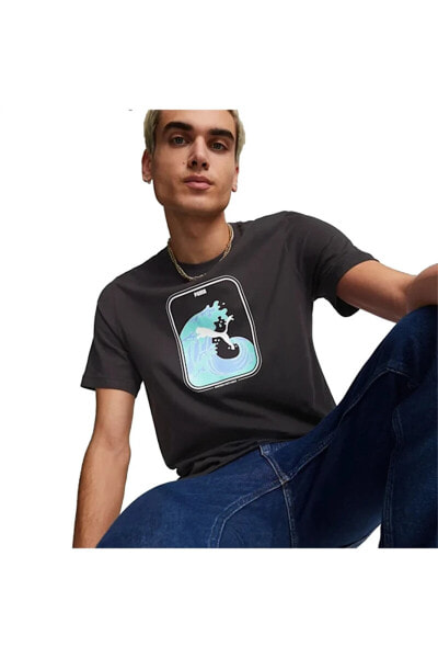 Graphics Wave Erkek Siyah Günlük Stil T-shirt 67448301