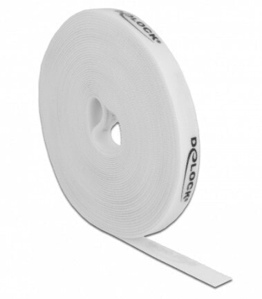 Delock Velcro tape on roll L 10 m x W 15 mm white - Mounting tape - White - 10 m - 15 mm