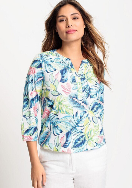 Women's 3/4 Sleeve Tropic Print Tunic Tee