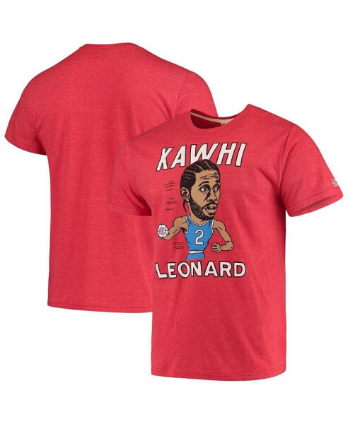 Men's Kawhi Leonard Red LA Clippers Caricature Tri-Blend T-shirt