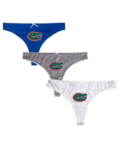 Women's Royal, Charcoal Florida Gators Arctic Three-Pack Thong Underwear Set