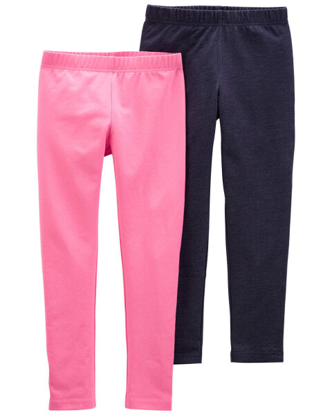 Kid 2-Pack Pink & Denim Leggings 6-6X