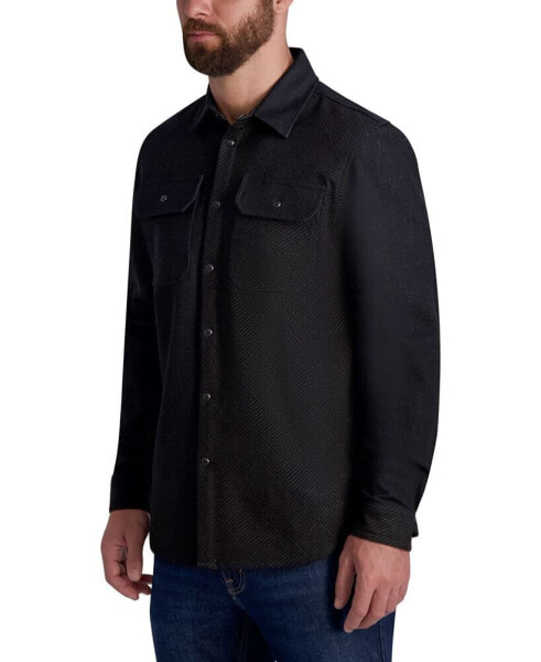 Men's Ponte Long Sleeve Mix Check Pattern Shirt Jacket