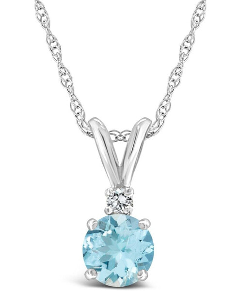 Aquamarine (1/2 ct. t.w.) and Diamond Accent Pendant Necklace in 14K Yellow Gold or 14K White Gold