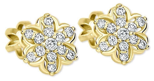 Gold star earrings with crystal 239 001 00940