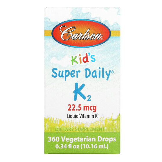 Carlson, Super Daily K2 для детей, 22,5 мкг, 10,16 мл (0,34 жидк. унций)