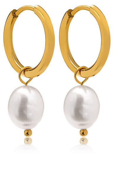 Charming gold-plated earrings with pearls 2in1 VAAXF340G