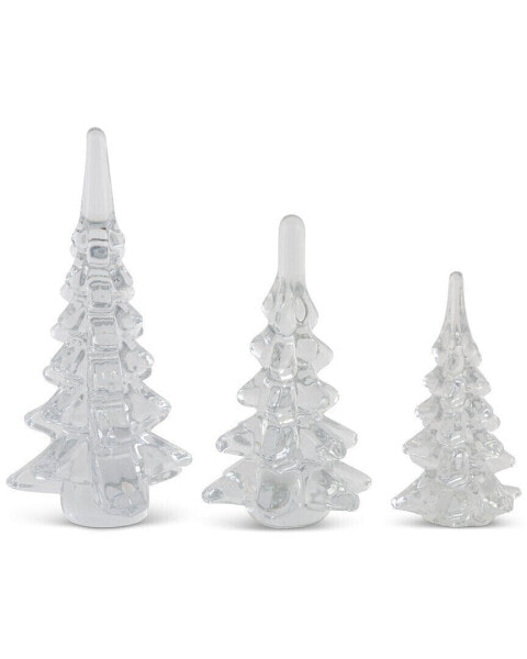 K&K Interiors Set Of 3 Clear Glass Trees Clear