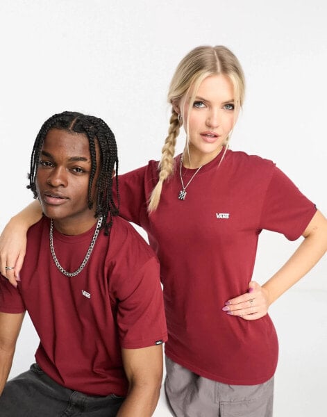 Vans left chest logo tee in burgundy