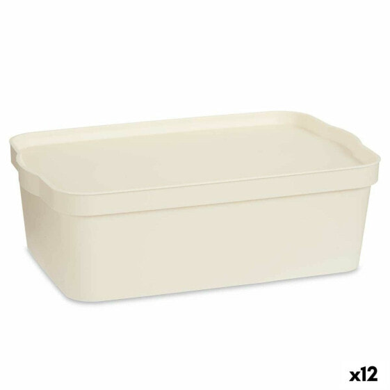 Контейнер для хранения с крышкой Кремовый Пластик 14 L 29,5 x 14,3 x 45 cm (12 штук)