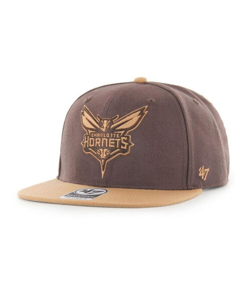 Men's Brown Charlotte Hornets No Shot Two-Tone Captain Snapback Hat
