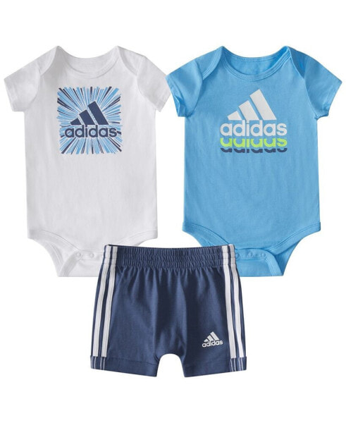 Пижама Adidas Baby Boys Logo Bodysuits and , 3 Piece Set.