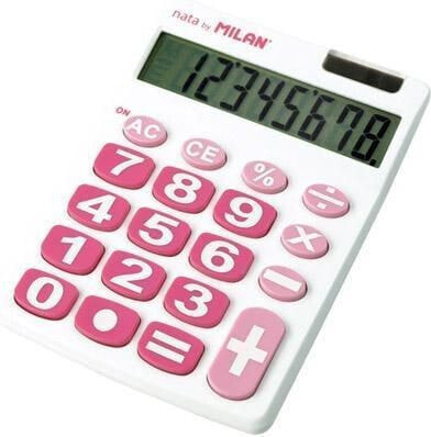 Kalkulator Milan Kalkulator 8 pozycji duĹĽe klawisze biaĹ‚o-rĂłĹĽowy